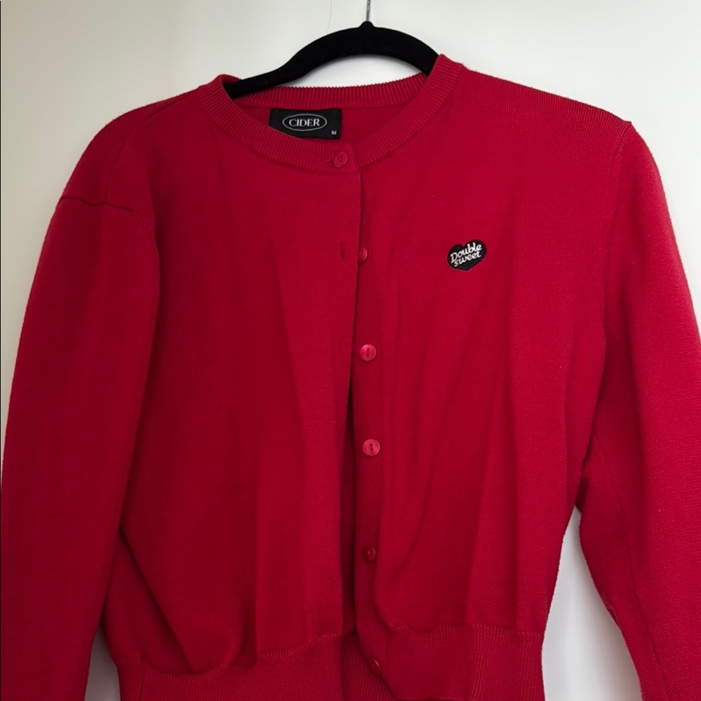 Cider Red Knit Cardigan Sweater